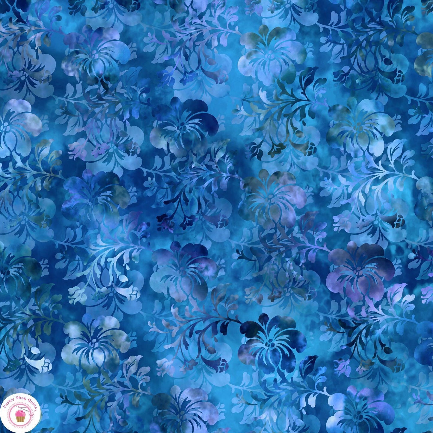 Prism 3JYQ-2 Hibiscus Shadow Royal Blue: Bold Floral Fabric by Jason Yenter